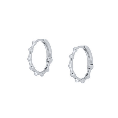 Bamboo Sterling Silver Earrings plated in Rhodium