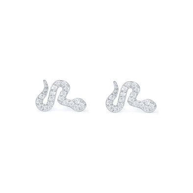 Petit Snakes Sterling Silver Earrings plated in Rhodium