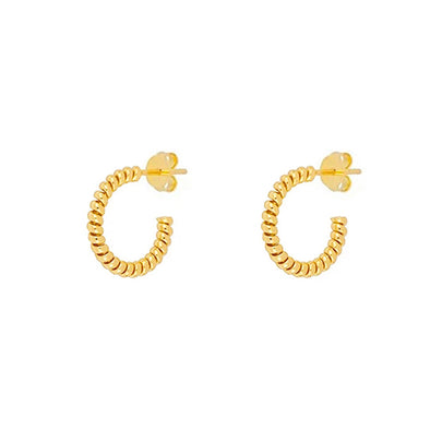 Twisted Small Sterling Silver Hoop Earrings plated in 18K Gold
