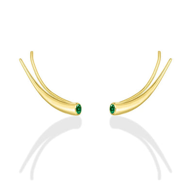 Meridien Sterling Silver Earrings plated in 18K Gold with Green Stones