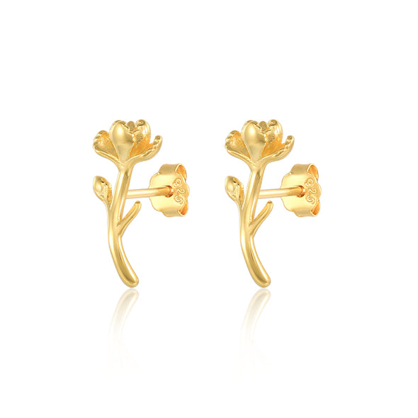 Blossom Sterling Silver Earrings plated in 18K Gold