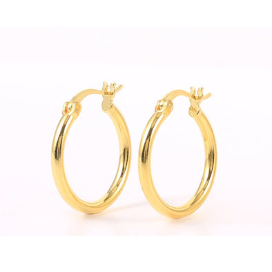 Chanel Hoop Sterling Silver Earrings plated in 18K Gold