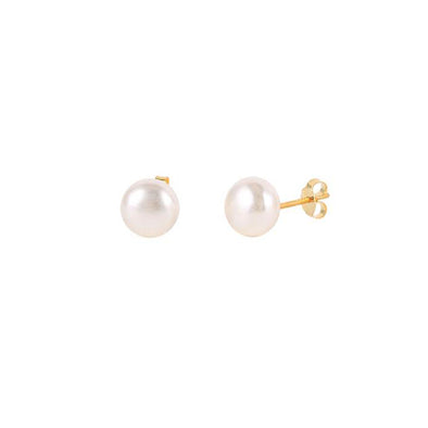 Round Pearls Sterling Silver Earrings plated in 18K Gold