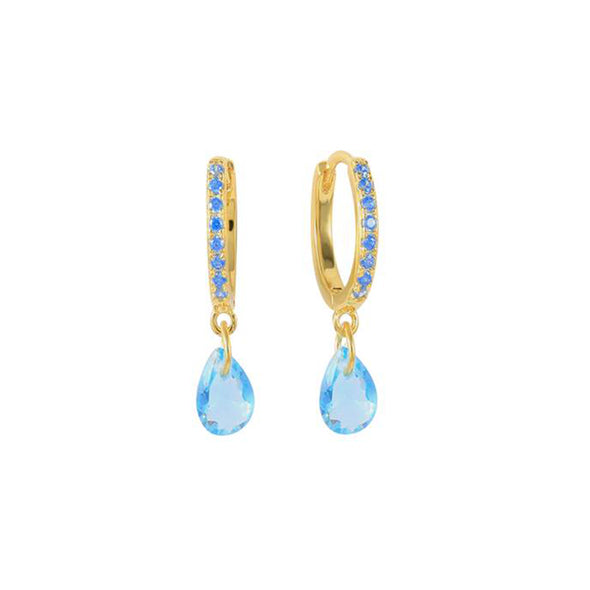 Port Said Sterling Silver Earrings plated in 18K Gold with Blue Stones
