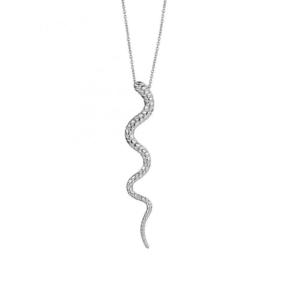 Snake Sterling Silver Pendant plated in Rhodium