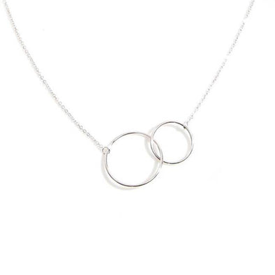 Circles Sterling Silver Necklace plated in Rhodium