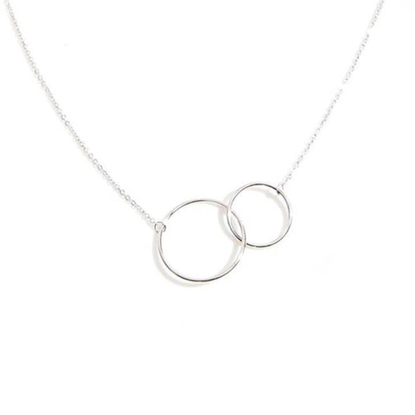 Circles Sterling Silver Necklace plated in Rhodium
