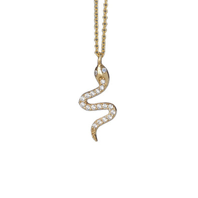 Μενταγιόν Snake with stones σε Ασήμι 925 με επιμετάλλωση σε Χρυσό 18Κ