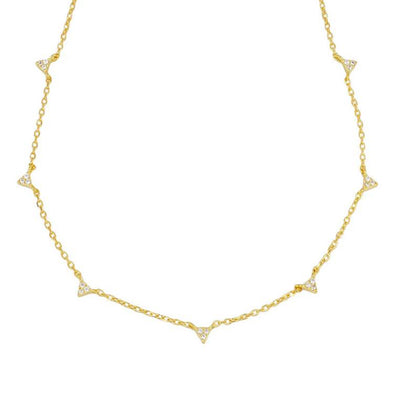 Libreville Sterling Silver Necklace plated in 18K Gold with White Stones