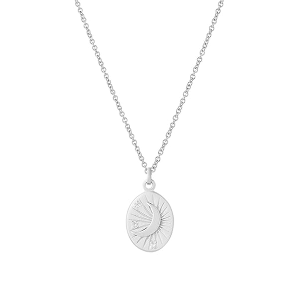 Moon Sterling Silver Pendant plated in Rhodium