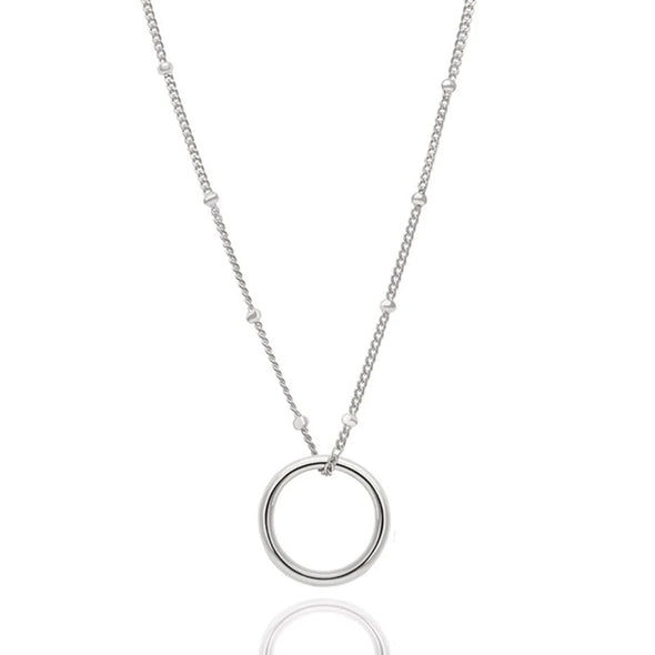 Circle Sterling Silver Pendant plated in Rhodium