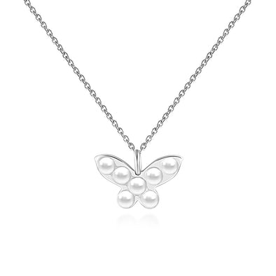 Μενταγιόν Butterfly Pearl σε Ασήμι 925 με επιμετάλλωση σε Πλατίνα