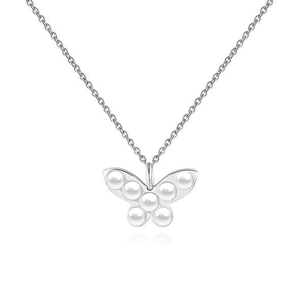 Butterfly Pearl Sterling Silver Pendant plated in Rhodium