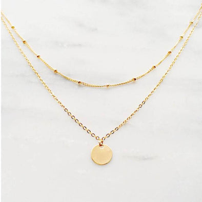 Two Chain Sterling Silver Necklace plated in 18K Gold