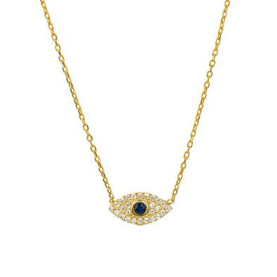 Small Eye with stones Sterling Silver Pendant plated in 18K Gold
