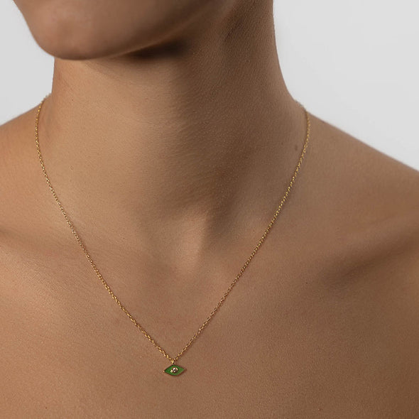 Green Eye Sterling Silver Pendant plated in 18K Gold