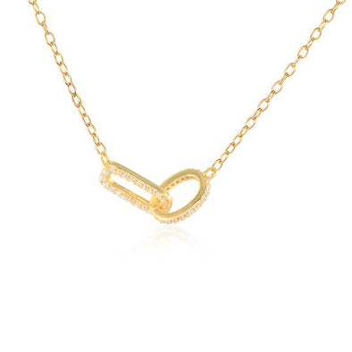 You & Me Sterling Silver Necklace plated in 18K Gold