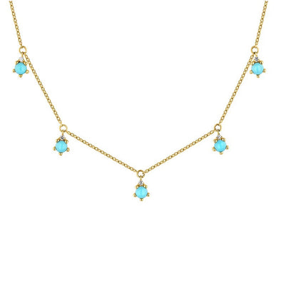 Elizabeth Sterling Silver Necklace plated in 18K Gold with White & Turquoise Stones