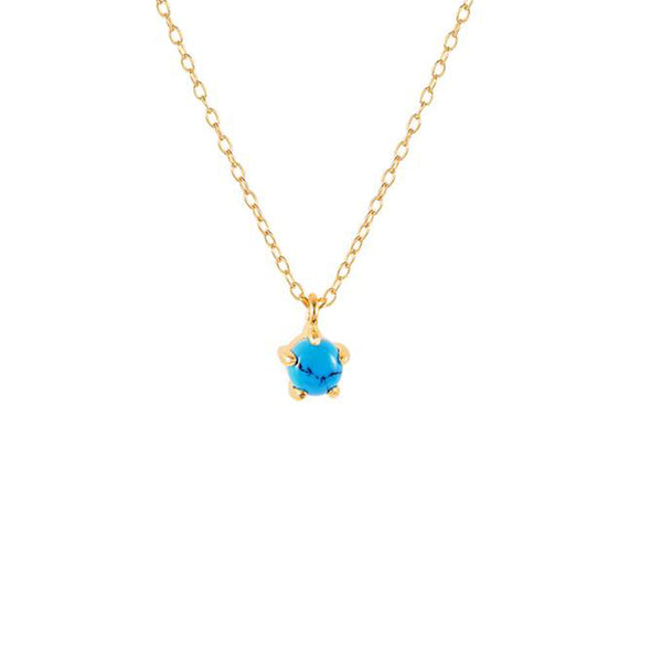 One Turquoise Stone Sterling Silver Pendant plated in 18K Gold