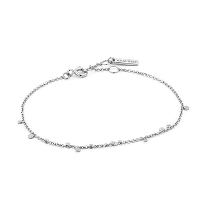 Geometry Mixed Discs Sterling Silver Bracelet plated in Rhodium