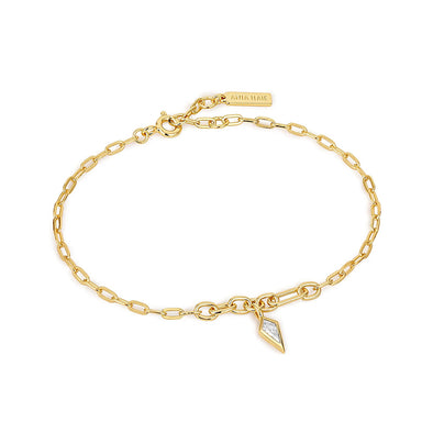 Sparkle Drop Sterling Silver Chunky Chain Bracelet plated in 14K Gold