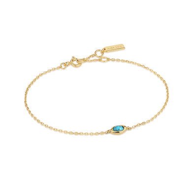 Wave Turquoise Sterling Silver Bracelet plated in 14K Gold