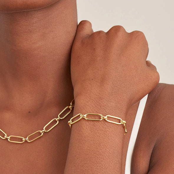 Cable Connect Sterling Silver Chunky Chain Bracelet plated in 14K Gold