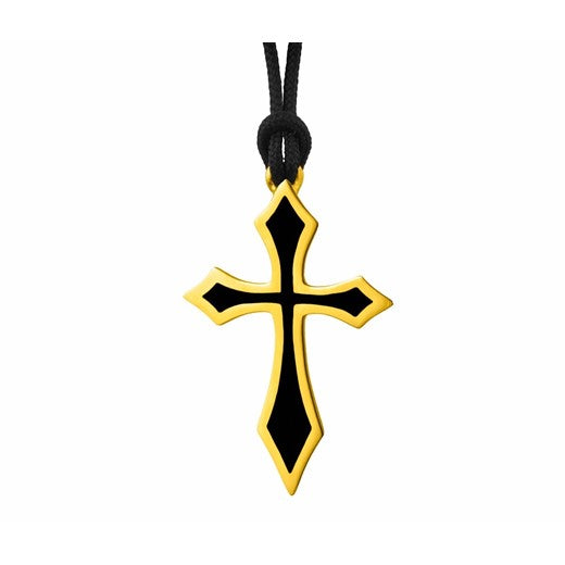 Cross Brass Pendant plated in 18k Gold or Platinum with Enamel