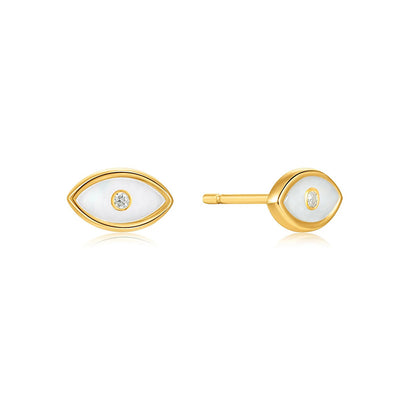 Σκουλαρίκια Evil Eye Studs σε Ασήμι 925 με επιμετάλλωση σε Χρυσό 14Κ