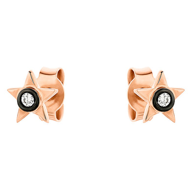 Σκουλαρίκια Αστέρι από Ροζ Χρυσό 18Κ με Διαμάντια