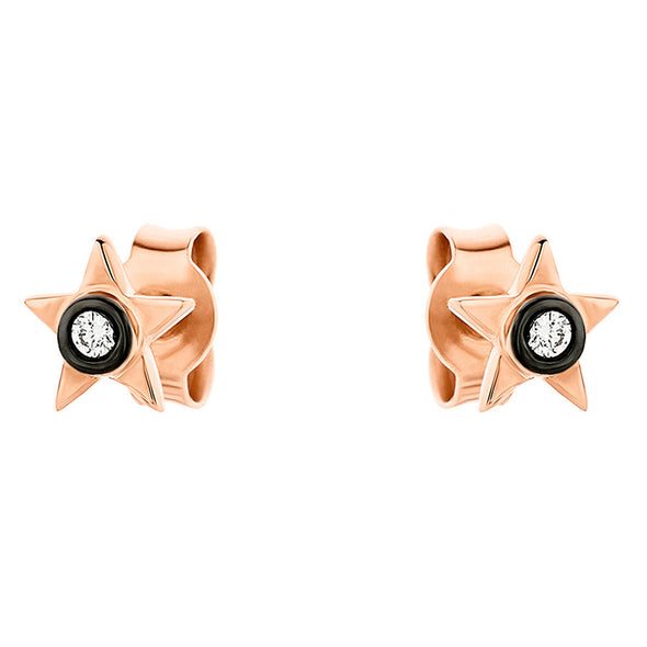 Σκουλαρίκια Αστέρι από Ροζ Χρυσό 18Κ με Διαμάντια