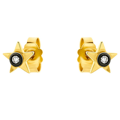Diamond Star Earrings in 18K Yellow Gold