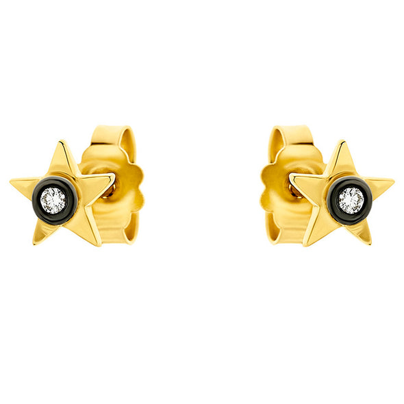 Diamond Star Earrings in 18K Yellow Gold