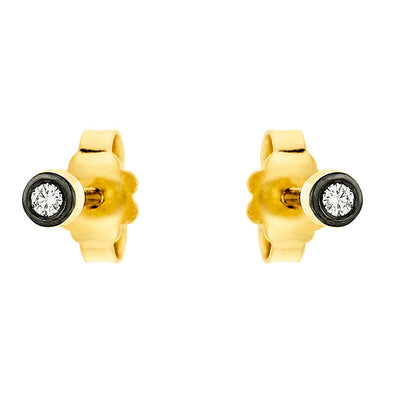 One Diamond Earrings in 18K Yellow Gold