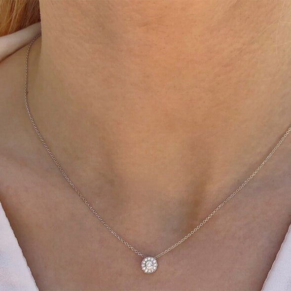 Diamond Rosette Necklace in 18K White Gold