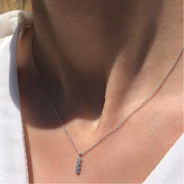 Four Diamonds Vertical Necklace in 18K White Gold