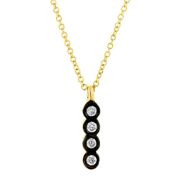 Four Diamonds Vertical Necklace in 18K Yellow Gold
