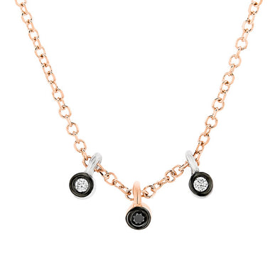 Three Charms Diamond Necklace in 18K Rose Gold