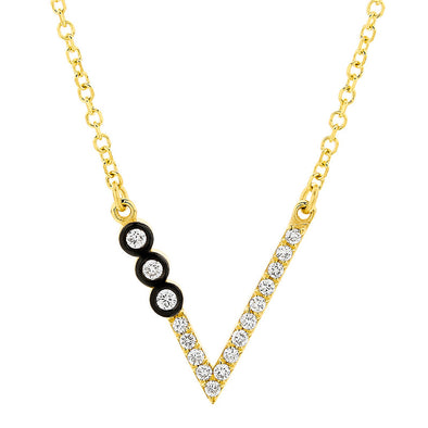 V Diamond Necklace in 18K Yellow Gold