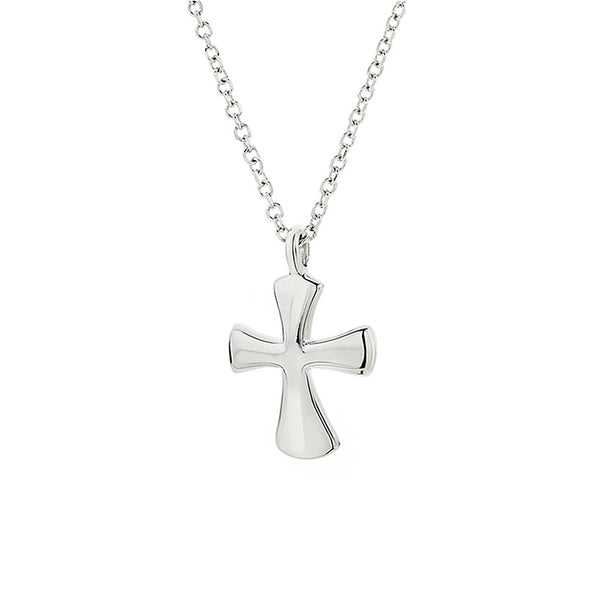 Small Cross Necklace in 18K White Gold