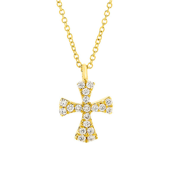 Cross Necklace in 18K Yellow Gold with 0.14ct Diamonds