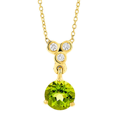 Triade Diamond & Peridot Necklace in 18K Yellow Gold