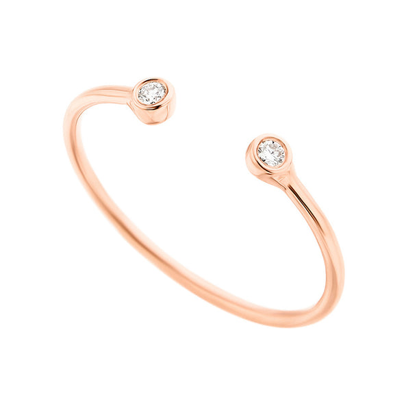 Two Diamonds Open Ring in 18K Rose Gold