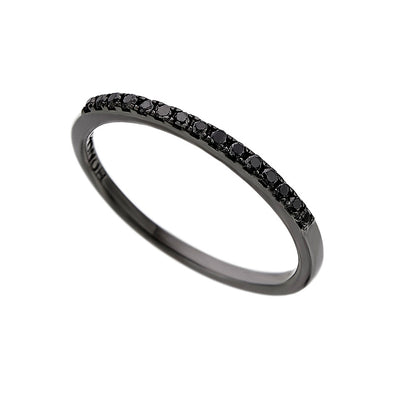 Δαχτυλίδι Μισόβερο από Μαυρισμένο Λευκόχρυσο 18Κ με 0.12ct Μαύρα Διαμάντια