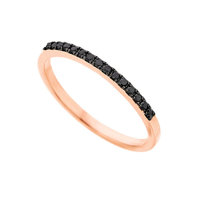 Δαχτυλίδι Μισόβερο από Ροζ Χρυσό 18Κ με 0.12ct Μαύρα Διαμάντια