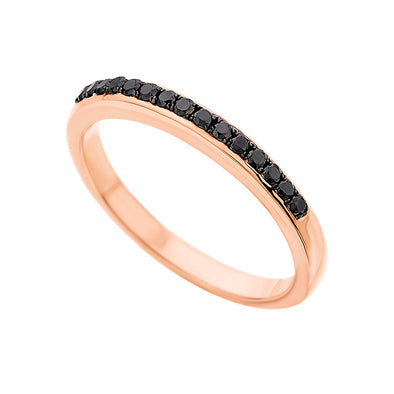 Δαχτυλίδι Μισόβερο από Ροζ Χρυσό 18Κ με 0.18ct Μαύρα Διαμάντια