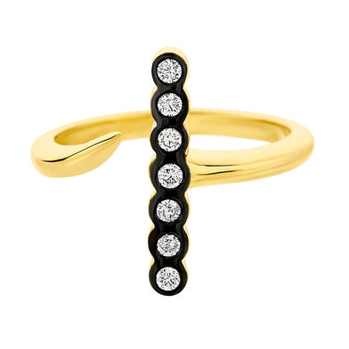 Tiger Claws Seven Diamonds Open Ring in 18K Yellow Gold