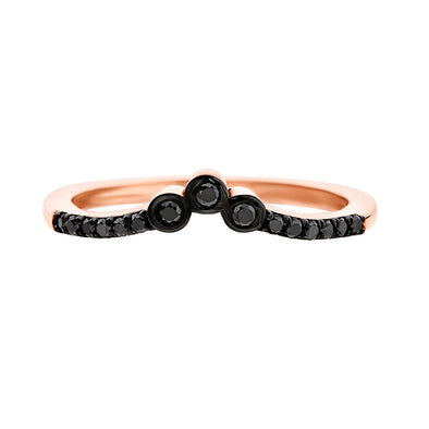 Δαχτυλίδι V από Ροζ Χρυσό 18Κ με Μαύρα Διαμάντια