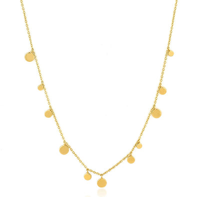 Geometry Mixed Discs Sterling Silver Necklace plated in 14K Gold