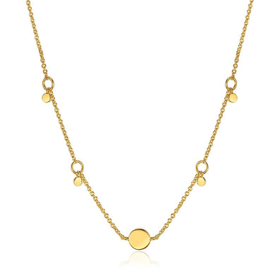 Geometry Drop Discs Sterling Silver Necklace plated in 14K Gold